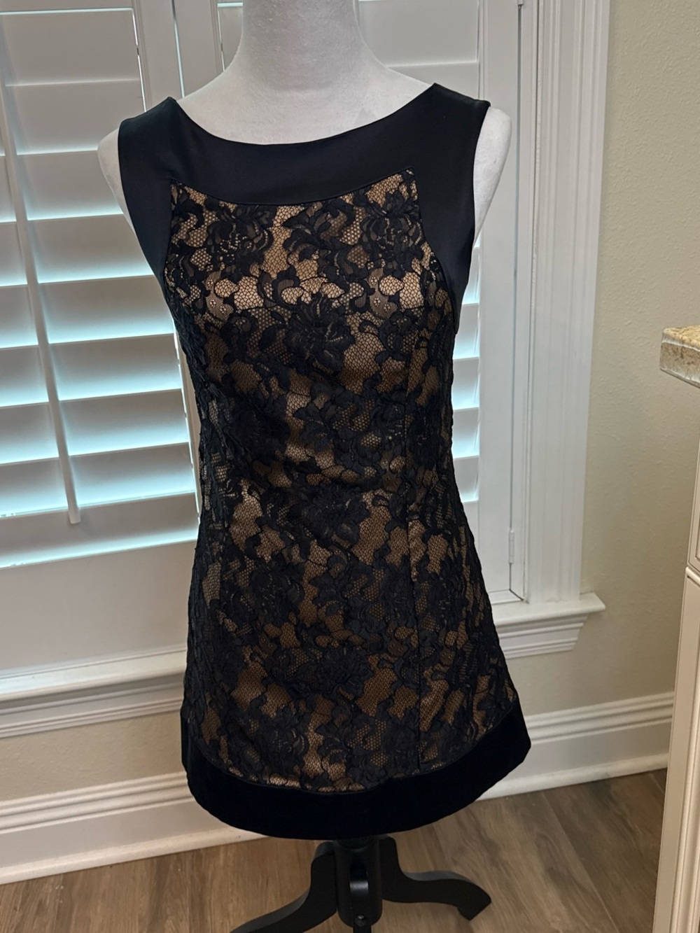 Bebe Black Lace Overlay Dress